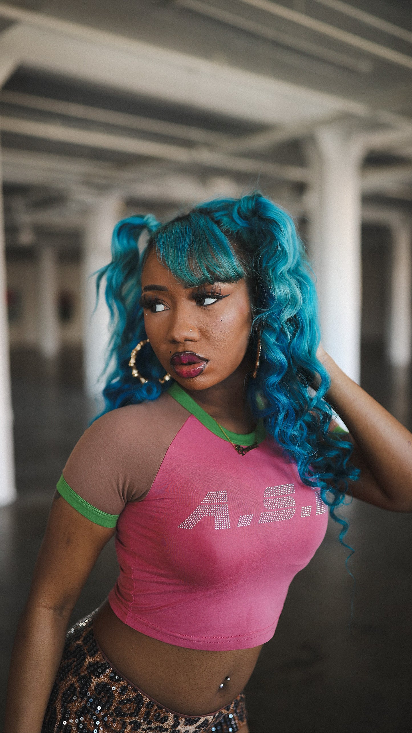 ASD Crop Top (pink//green)